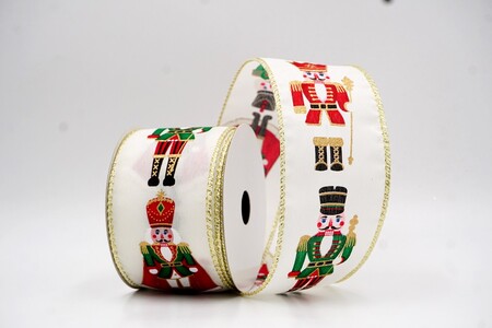 Cremefarbenes klassisches Weihnachts-Nussknacker-Drahtband_KW0437G-2